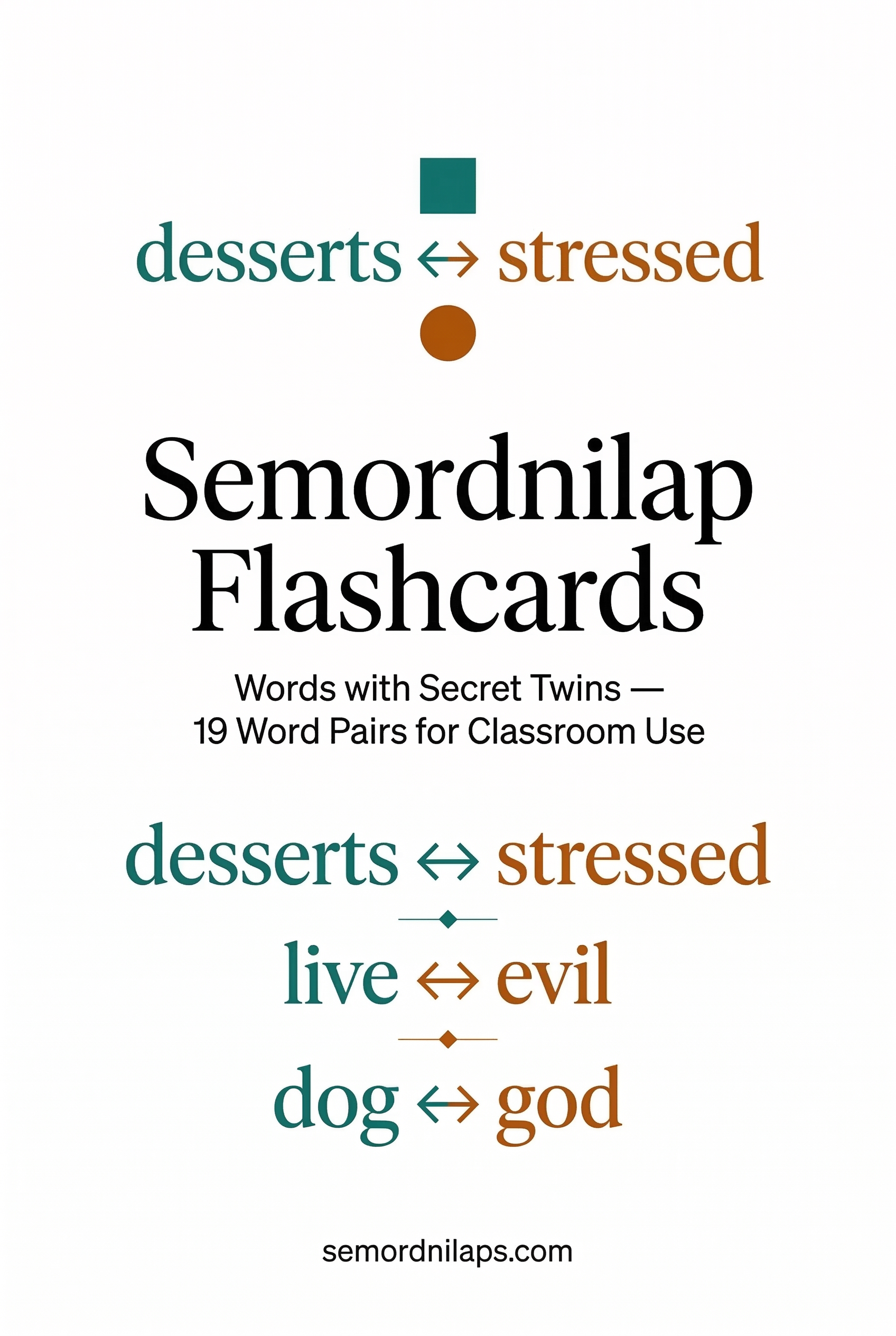 Semordnilap flashcard set preview